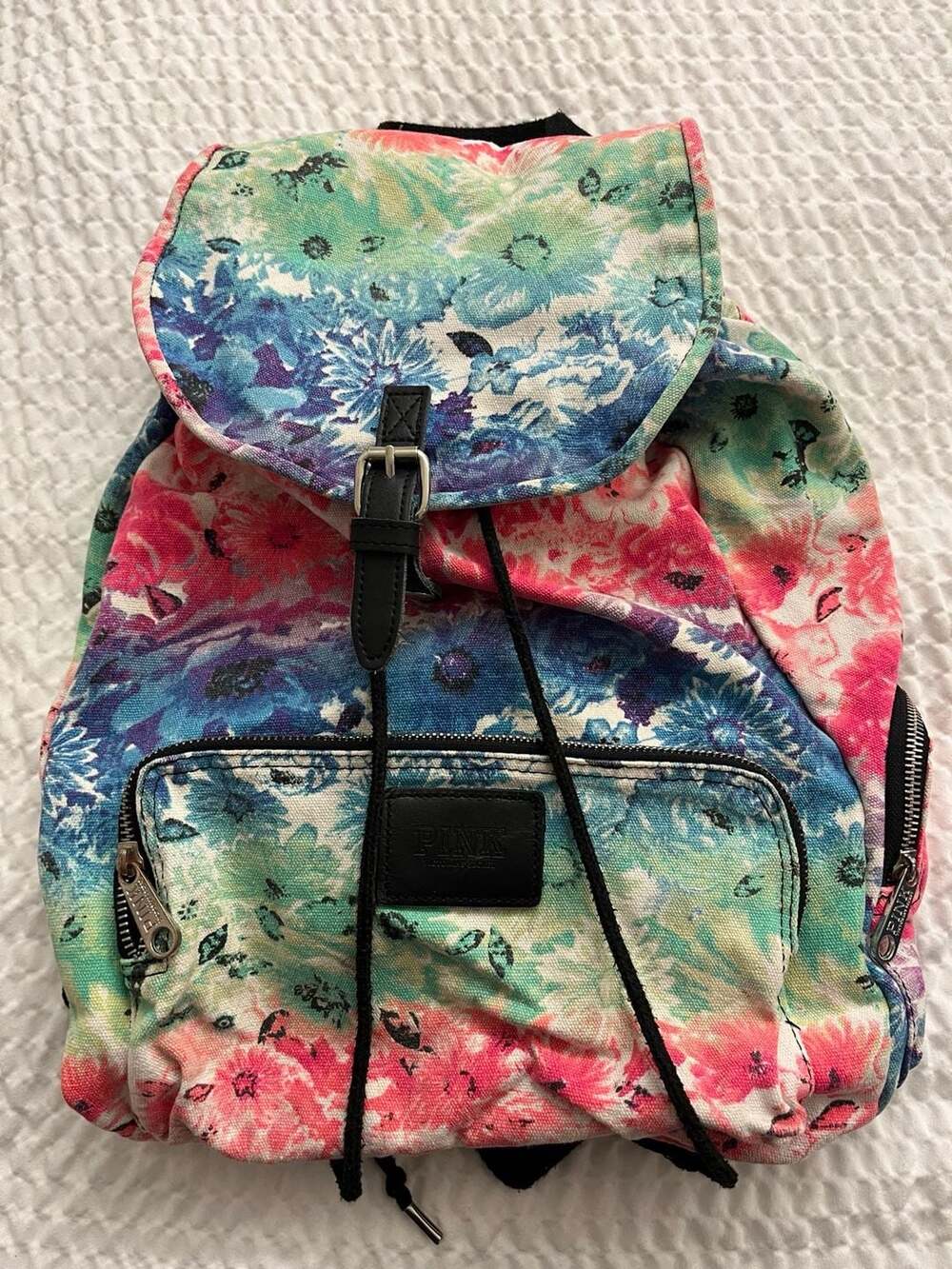 Victoria's Secret PINK Floral Canvas Drawstring Backpack